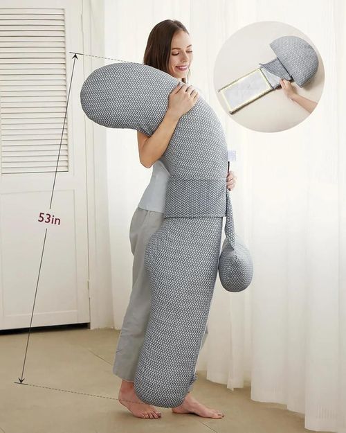 купить Подушка для мам Momcozy PP006-GR00NB-C Perna pentru maternitate in forma F Air Layer Grey в Кишинёве 
