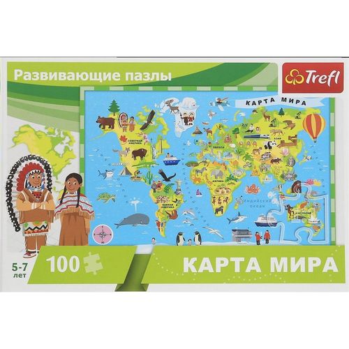 купить Головоломка Trefl 15527 Puzzles - 100 Educational - World Map - Ru в Кишинёве 