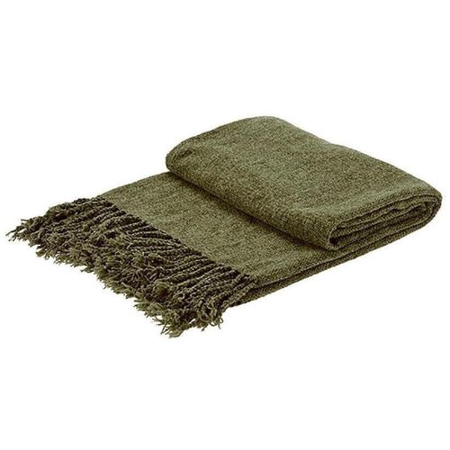 cumpără Textile de casă H&S 49558 Patura 127x152cm cu ciucuri, poliester, verde kaki în Chișinău 