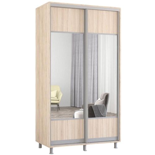 cumpără Dulap Mobildor-Lux Aron-S uși glisante din PAL cu oglindă orizontal (110x60x210H cm) Sonoma în Chișinău 