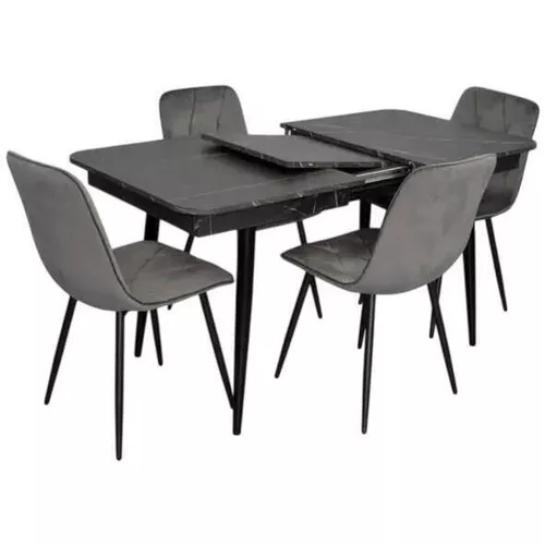 купить Комплект стол и стулья Evelin di Costacurta cтол DT-431-3R B + 4 стула YTC-080B Bluvel-14 (Dark grey) в Кишинёве 