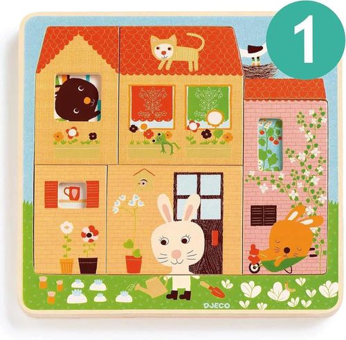 cumpără Puzzle Djeco DJ01480 Puzzle din lemn in 3 nivele Cabana Iepurasului în Chișinău 