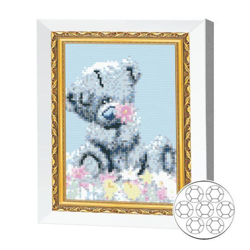 купить Картина по номерам Art Gallery JS27605 Mozaic cu diamante 20x30cm Ursulet de plus cu o floare в Кишинёве 