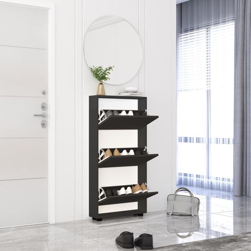 купить Полка для обуви Mobildor-Lux Leo Slim 50x16x125H cm White/Anthracite в Кишинёве 