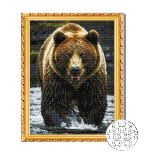 купить Картина по номерам Art Gallery GA87361 Mozaic cu diamante 40x50cm Urs brun в Кишинёве 