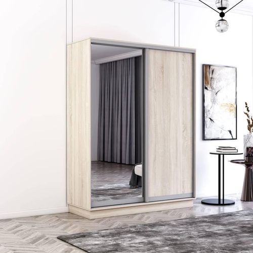 купить Шкаф Mobildor-Lux Раздвижные двери Fox из зеркала и ДСП (160x60x230H см) Sonoma в Кишинёве 