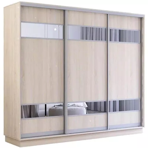 cumpără Dulap Mobildor-Lux Fox uși glisante din PAL cu elemente din oglindă (260x60x240H cm) Sonoma în Chișinău 