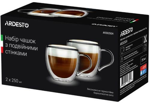 купить Чашка Ardesto AR2625GH Set cupe 2buc 250ml в Кишинёве 