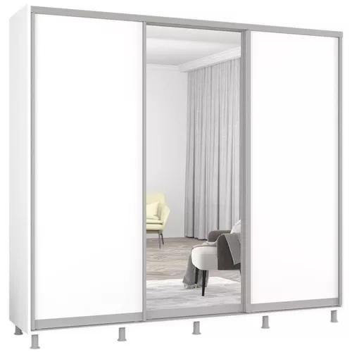 купить Шкаф Mobildor-Lux Aron uși glisante din oglindă și PAL (240x60x200H cm) Alb Brilliant в Кишинёве 