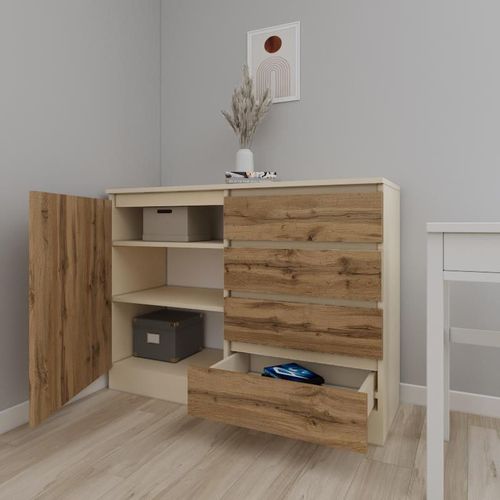 купить Комод Smartex (16095) Т2 120cm Ivory+Stejar Inchis в Кишинёве 