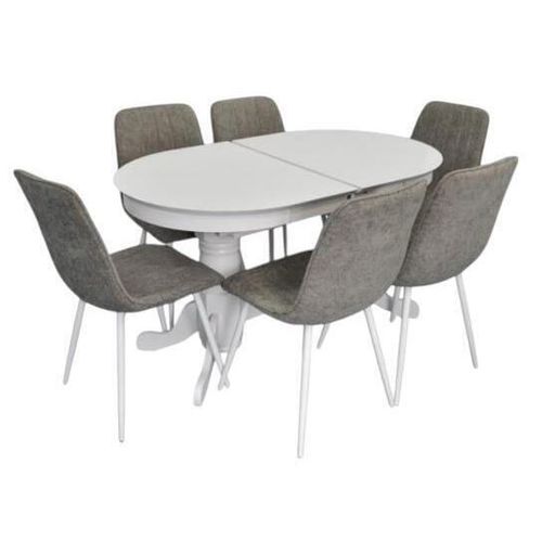 cumpără Set masă și scaune Evelin di Costacurta стол HV-31N White + 6 стульев YTC-078Wh UF885-14 Grey în Chișinău 