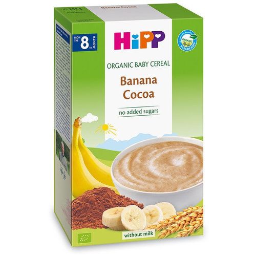 Terci organic fara lapte HIPP Banana si cacao (8+ luni) 200 g 