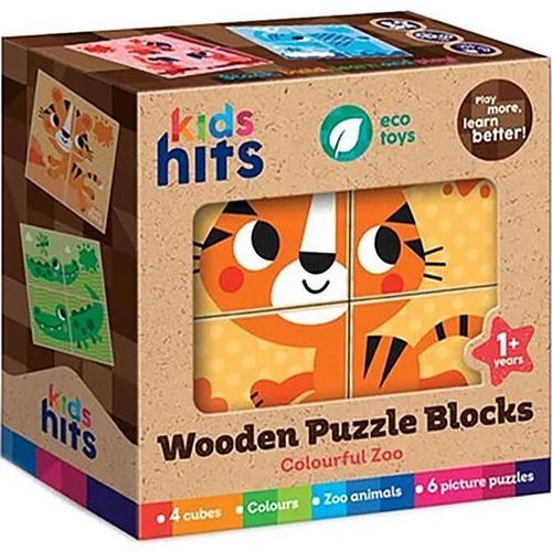 купить Игрушка Kids Hits KH20/023 Деревянные кубики пазл Zoo в Кишинёве 