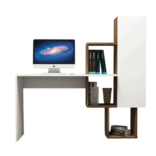 cumpără Masă de birou Trendy Acelya, Nuc, Alb 145x141x45cm în Chișinău 