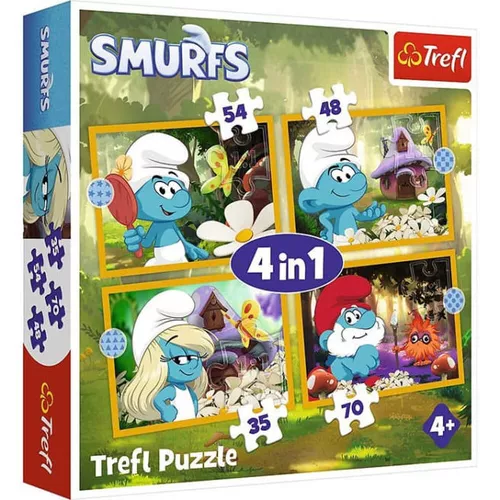 купить Головоломка Trefl 34664 Puzzles 4in1 Life in the Smurf Village The Smurfs в Кишинёве 