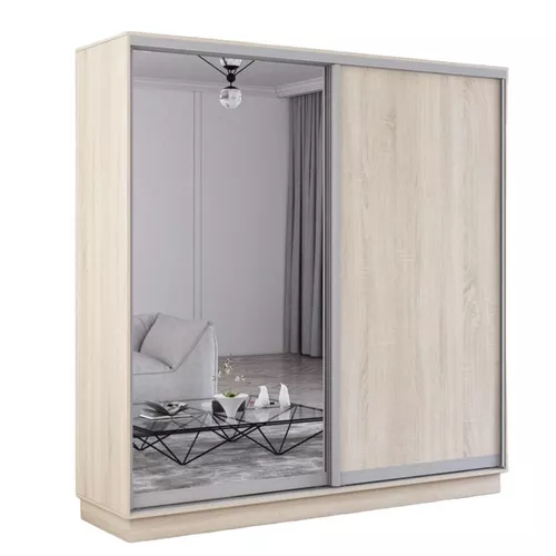 купить Шкаф Mobildor-Lux Fox uși glisante din oglindă și PAL (220x60x230H cm) Sonoma в Кишинёве 