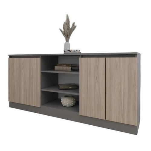 cumpără Comodă Smartex (16298) Т5 160cm Grafit+Stejar Deschis în Chișinău 