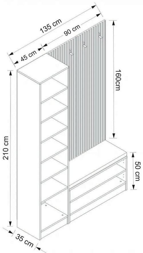 cumpără Mobilă pentru antreu Trendy Noe-8300, 135x210x35cm (GTR003991) în Chișinău 