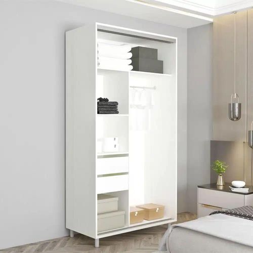 cumpără Dulap Mobildor-Lux Aron-S uși glisante din PAL (100x60x220H cm) Alb Brilliant în Chișinău 