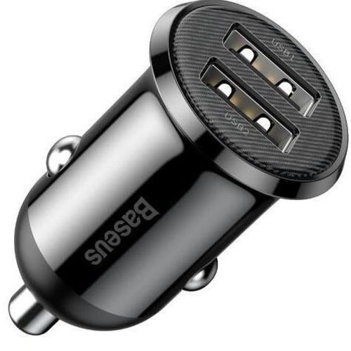 купить Зарядное устройство для автомобиля Baseus CCALLP-01 USB Car Charger - Grain Pro, 2xUSB (U + U), 5V/4.8A, Black в Кишинёве 