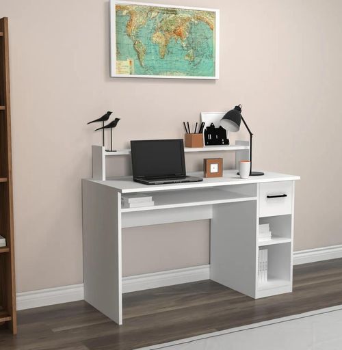 cumpără Masă de birou Trendy Eslem, Alb, 99x55x120cm în Chișinău 