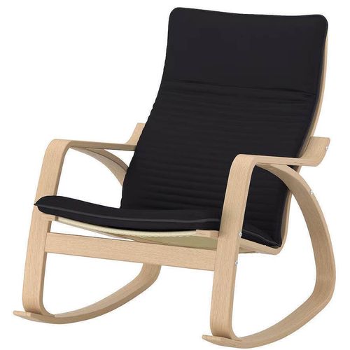 купить Кресло Ikea Poang (Furnir Stejar Alb/Knisa Negru) balansoar в Кишинёве 