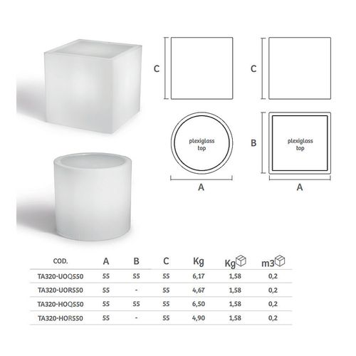 купить Столик LYXO HOME FITTING CUBE RGBW 55 cm table coffee with batteries Rgbw led kit TA320-UOQ550-019 (Столик куб для уличного сада с подсветкой RGBW, шезлонга, террасы, балкона) в Кишинёве 