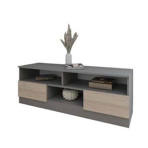cumpără Comodă TV Smartex (16342) Т6 140cm TV Grafit+Stejar Deschis în Chișinău 