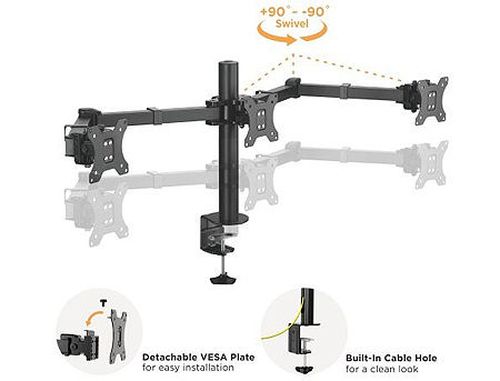 купить Brateck LDT33-C036 Triple Monitors Steel Articulating Monitor Arm, for 3 monitors, Clamp-on, 17"-27", +25 в Кишинёве 