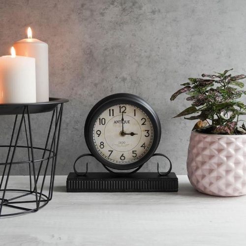 cumpără Ceas Promstore 50962 Ceas de birou 23x22cm cu suport, metal, negru în Chișinău 