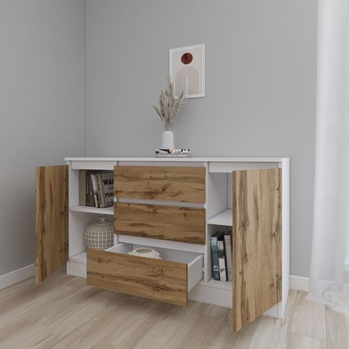 cumpără Comodă Smartex (16199) Т4 120cm Alb+Stejar inchis în Chișinău 