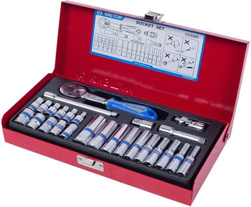 cumpără Set de unelte de mână King Tony 2526MR набор 1/4" торцевых головок 6 гран., принадл., 26 пр. în Chișinău 