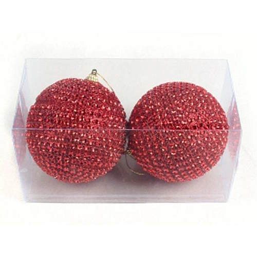 cumpără Decor de Crăciun și Anul Nou Promstore 35310 Set globuri pentru brad cu margele 2X100mm rosu în Chișinău 