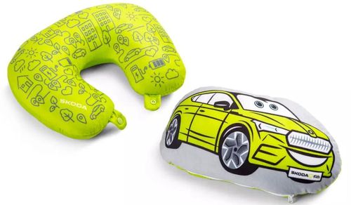 cumpără Pernă turistică Skoda 6U0069620B Подушка дорожная детская 2 в 1 (Mamba Green) în Chișinău 