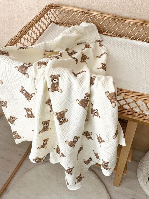 cumpără Lenjerie de pat pentru copii Veres 108.13 Плед Муслин Мишки 80х80 în Chișinău 