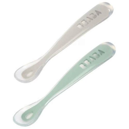 cumpără Seturi pentru hrănire bebelușilor Beaba B913552 set 2 lingurite silicon +4 luni Sage Green în Chișinău 