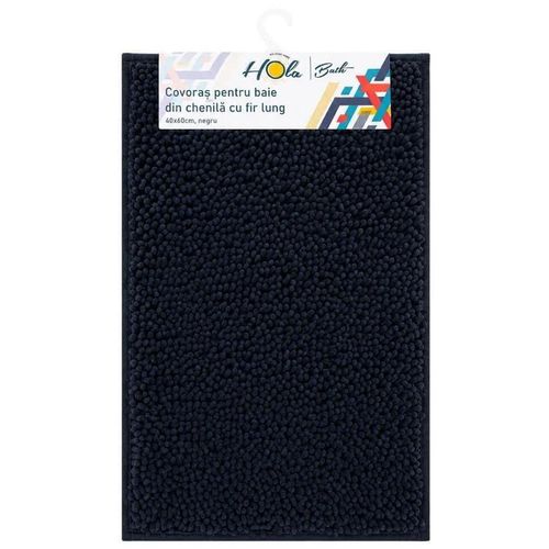 купить Коврик для ванной Hydro S 0440203 din chenila cu fir lung, negru, 40x60cm в Кишинёве 