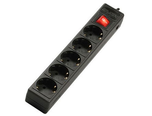 купить Фильтр импульсных помех SVEN Optima Base Black 5 sockets, 5m (Priza cu protectie - prelungitor/basic surge protection) в Кишинёве 