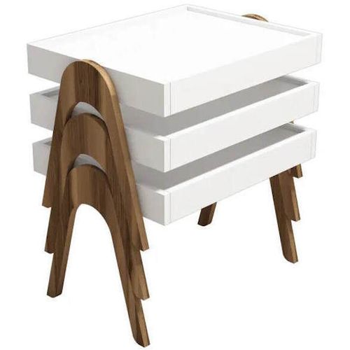 cumpără Măsuţă cafea Trendy Roma, Nuc, Alb 53x64x40cm, masa de cuibarit (3 bucati) în Chișinău 