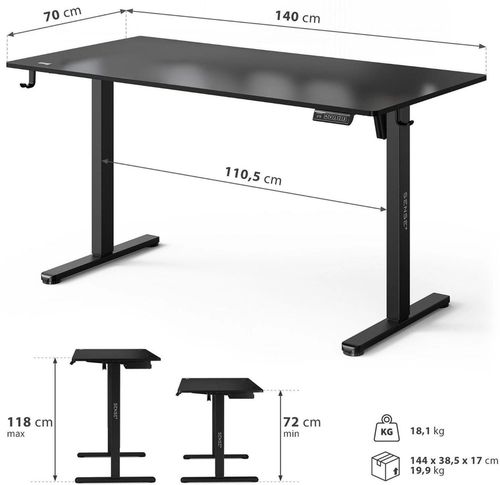 купить Офисный стол Sense7 Nojo Light 140x70 Black в Кишинёве 