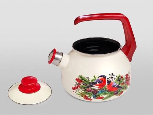 купить Чайник Metalac 57030 Ceainic emailat Snegiri D20cm, 2.5L, maner bachelit, cu fluier в Кишинёве 