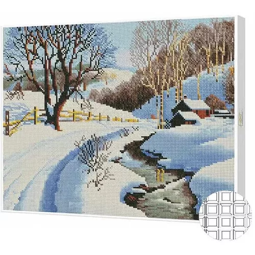 cumpără Tablou pe numere Art Gallery QB201792 Mozaic cu diamante patrate 40x50cm Zi de iarna in sat în Chișinău 