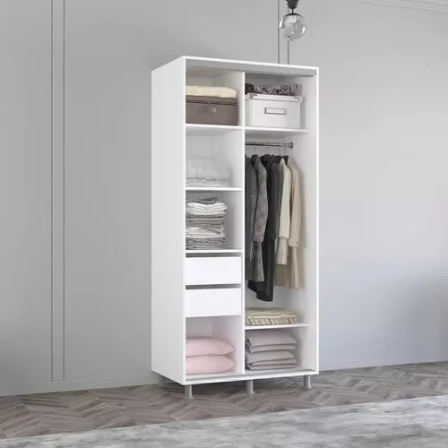 купить Шкаф Mobildor-Lux Арон с раздвижными дверцами из зеркала и ДСП (190x60x220H см) Brilliant White в Кишинёве 