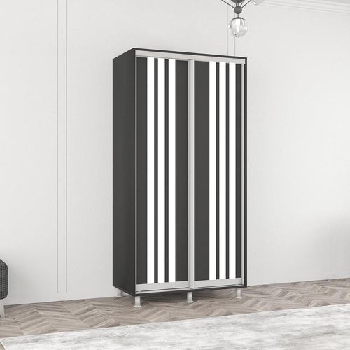 купить Шкаф Mobildor-Lux Арон с раздвижными дверцами с планками (100x60x200H см) Антрацит в Кишинёве 