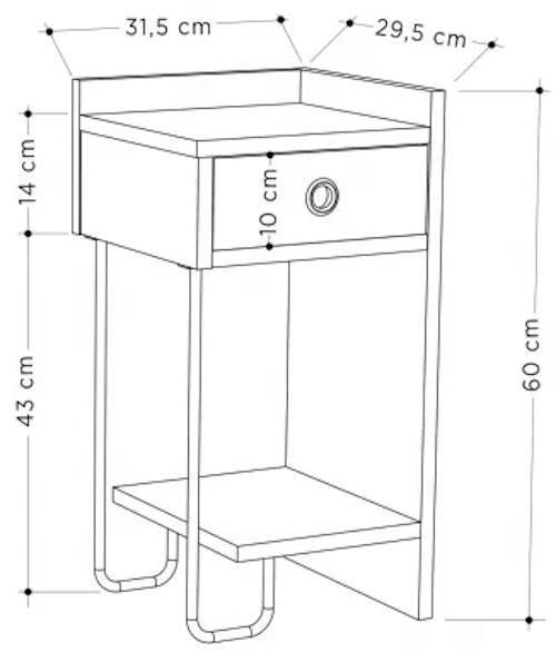 cumpără Noptieră Trendy Sirius Dreapta, Alb, 32x61x30cm (GTR001514) în Chișinău 