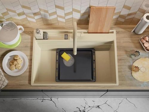 купить Мойка кухонная Primagran Oslo 80 Pocket Multilevel Beige + accesorii 530x780 MOHKB в Кишинёве 