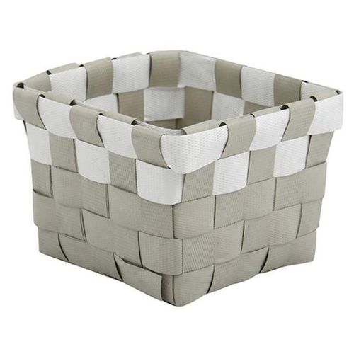 cumpără Cutie depozitare MSV 40994 Coș împletit  10x10x7.5cm bej cu alb, plastic în Chișinău 