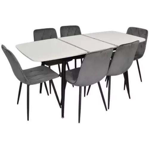 купить Комплект стол и стулья Evelin di Costacurta cтол DT-532R B + 6 стульев YTC-080B Bluvel-14 (Dark grey) в Кишинёве 