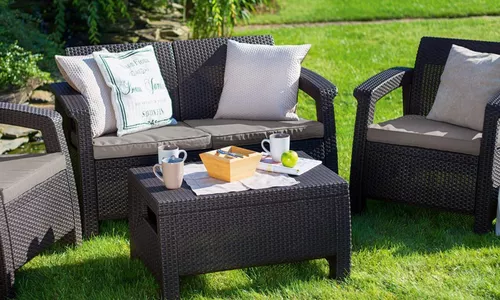 cumpără Mobilier pentru grădină Keter Corfu II Set Brown/Oat (258952) în Chișinău 