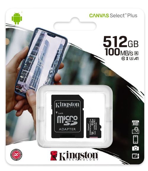 cumpără Card de memorie flash Kingston SDCS2/512GB microSD Class10 A1 UHS-I U3 (V30) + SD adapter în Chișinău 